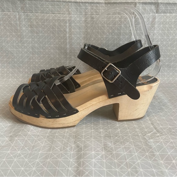 Swedish Hasbeens Braided Clog Sandals in Black Leather 40 - Picture 3 of 8